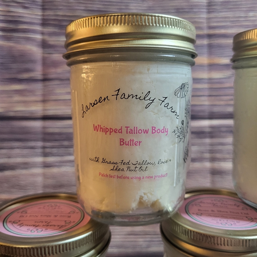 8 Oz Jars Rose&Shea Whipped Tallow Body Butter